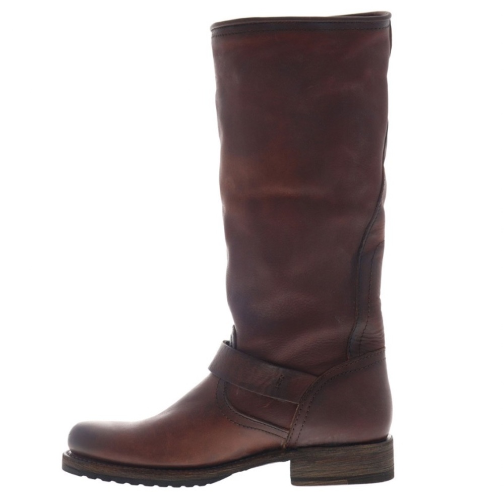 Frye slouchy brown distressed leather pullon boots - Picture 12 of 14